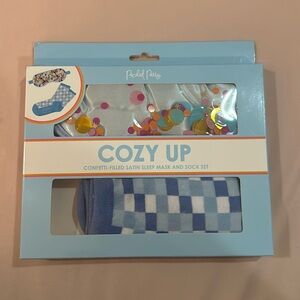 confetti filled satin sleep mask and matching socks